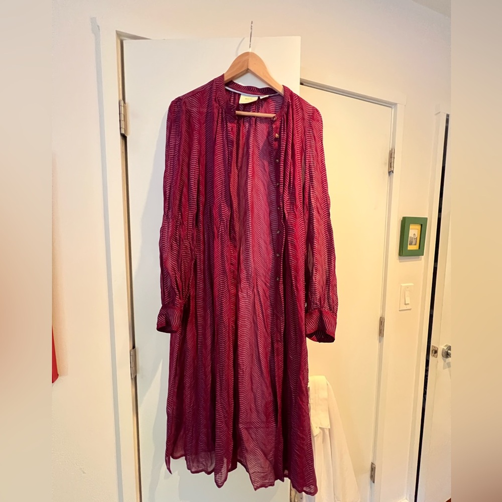 Anthropologie Dress Size 14 Purple Sheer Midi Maxi Zebra Imogen Maeva